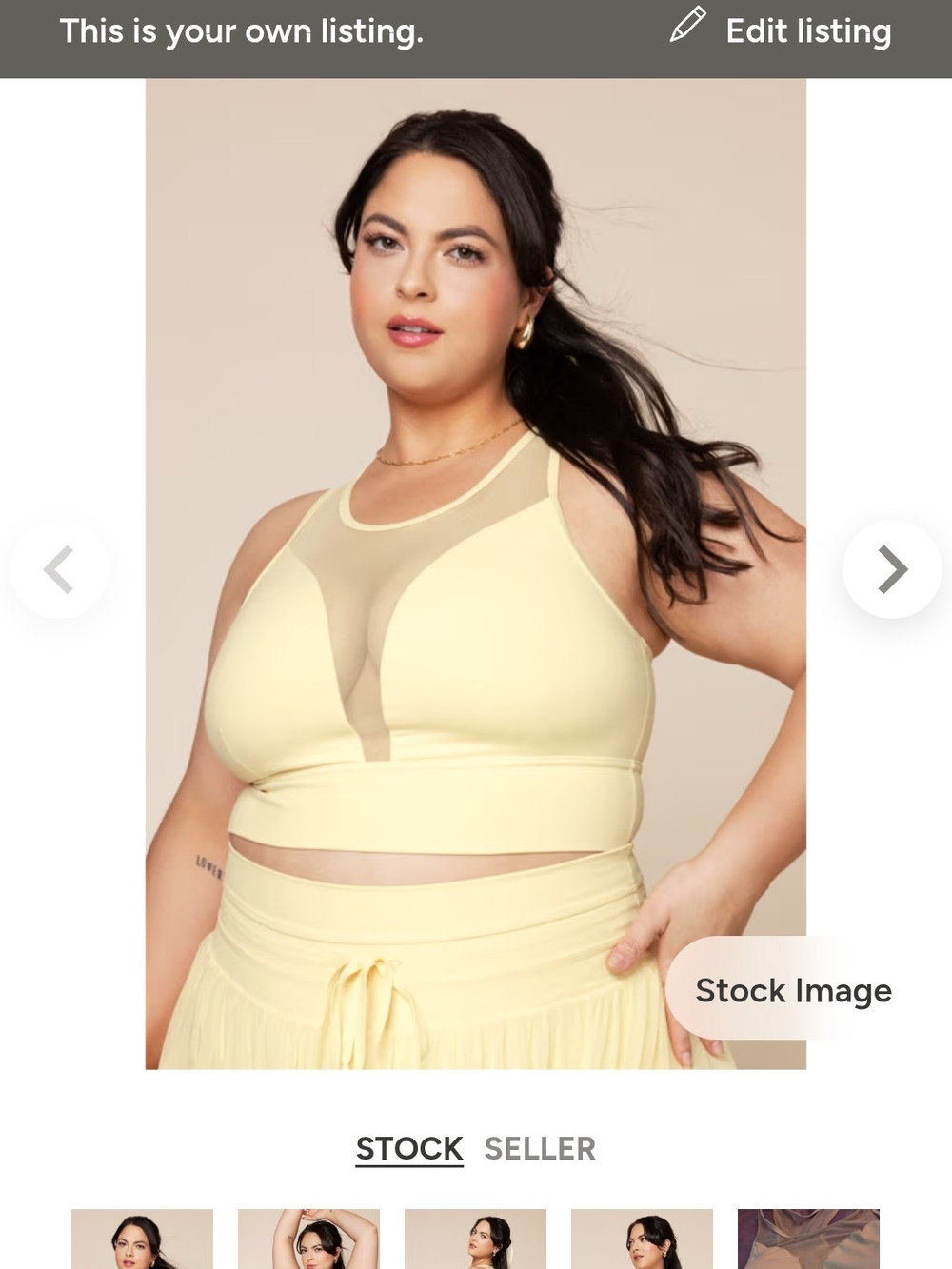 Women’s Yellow Mesh-Detail Crop Tank Top